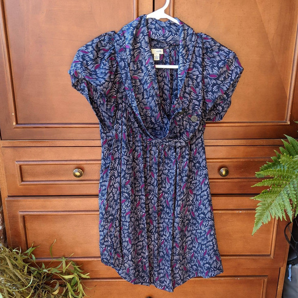Anthropologie Tops - Odille Anthropologie Women's size 8 Deuxhill Cowl Neck Printed Silk Blouse